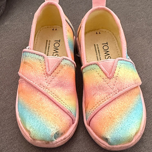 Toms Other - TOMS Kids Pastel Rainbow Velcro Slip Ons